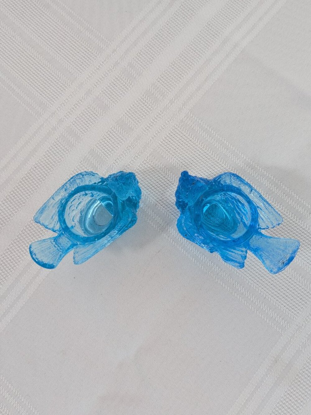 Pair of Vintage Blue Glass Bird & Berry Salt Cellars - Picture 4 of 10